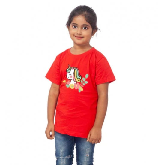 Shashwani Girls Cotton Unicorn Face Half Sleeve T-Shirt